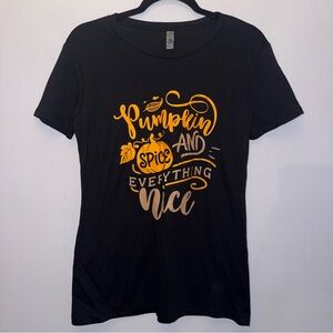 Next level apparel women’s size large black short sleeve shirt pumpkin spice &